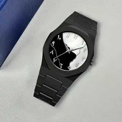 Arabic Dial Premium Marble Finish Ladies Watch with Butterfly Lock