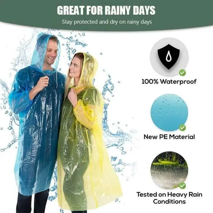 Rain Card, Wallet Rain Coat, Pocket Rain Coat, Rain Coat  (10Pcs)