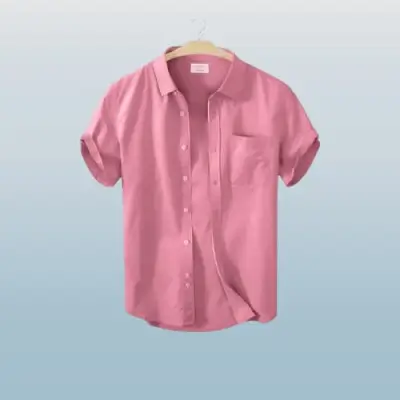 Men's Stylish Half Sleev Casual Solid Shirt ( Pink )