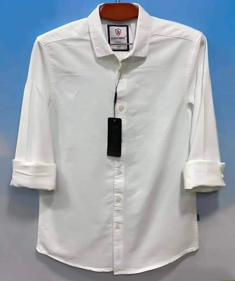 Men's Long Sleeve Solid Shirt white - 04
