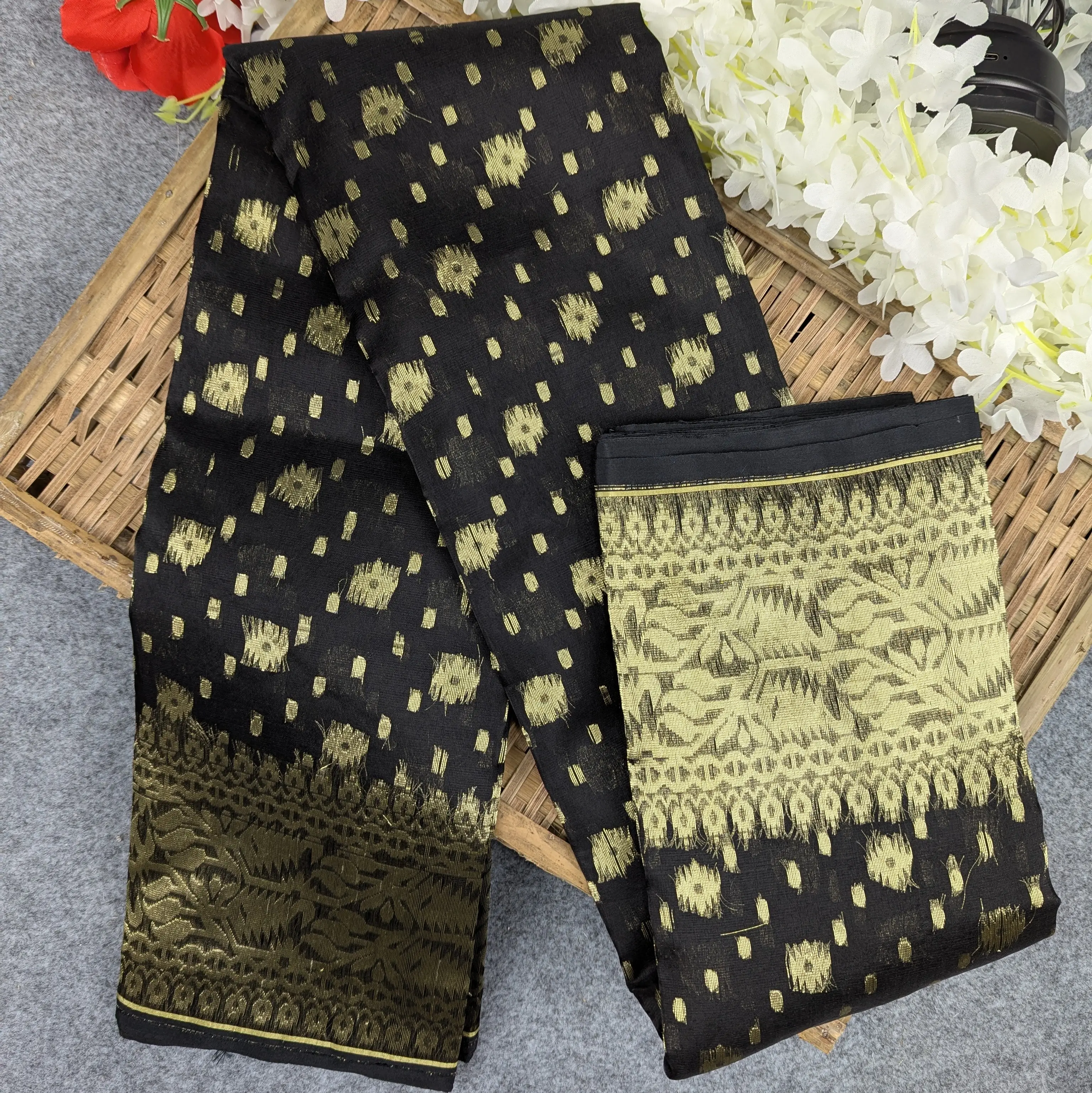Half Silk Jamdani Saree