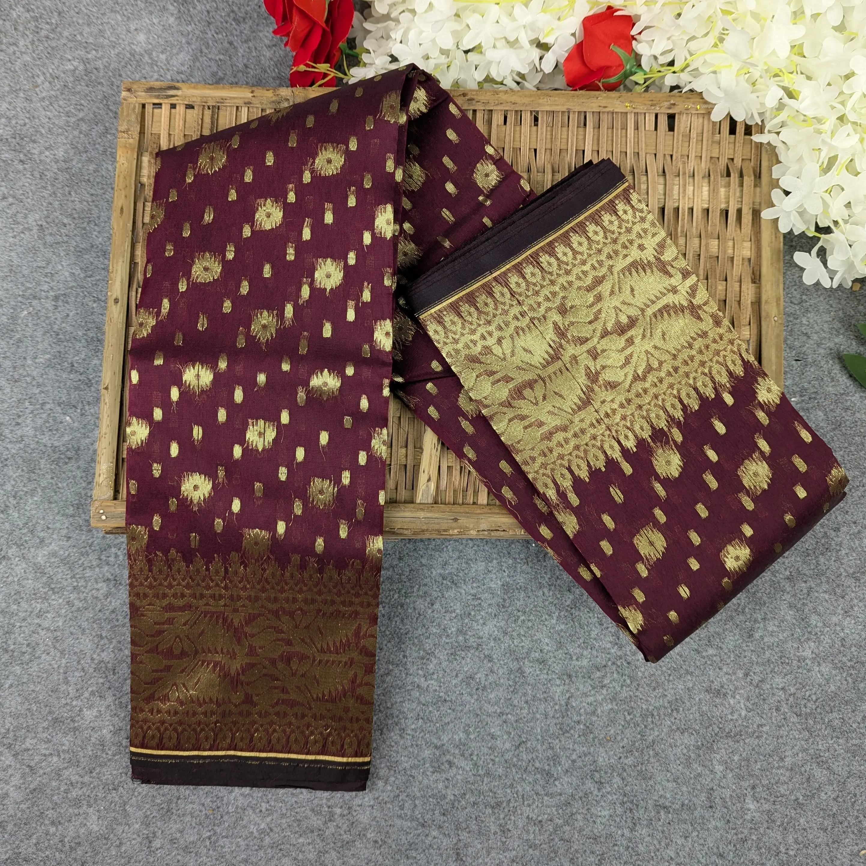 Half Silk Jamdani Saree