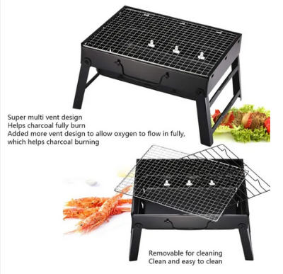 BBQ Grill Portable, Charcoal Barbecue Grill Smoker Grill for Outdoor Cooking Camping Hiking Picnics