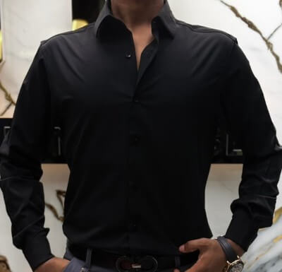 Premium China Micro Stig Shirt (Formal / Casual) (Black)