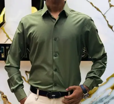 Premium China Micro Stig Shirt (Formal / Casual) (Olive)